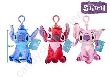 Pluche Dieren Disney Lilo & Stitch Bagclip 14cm. met snoepzak