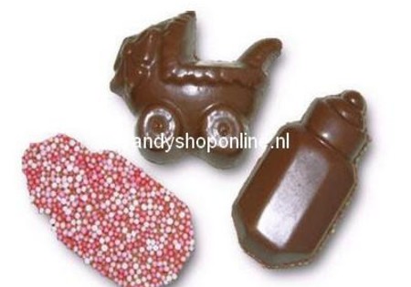 Dragee Chocolade Geboortemix Klein Roze ±4cm 200gr.
