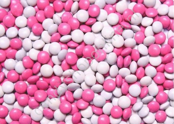 Chocolade mini smarties roze/wit