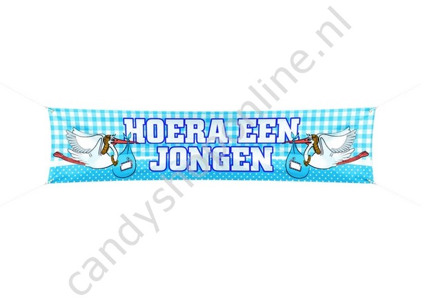 Spandoek Hoera een Jongen 177x41cm