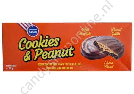 American Bakery Cookies & Peanut milkchocolate biscuit with peanut filling 96gr.