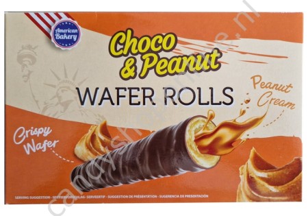 American Bakery Choco & Peanut Wafer Rolls with peanut cream 120gr.